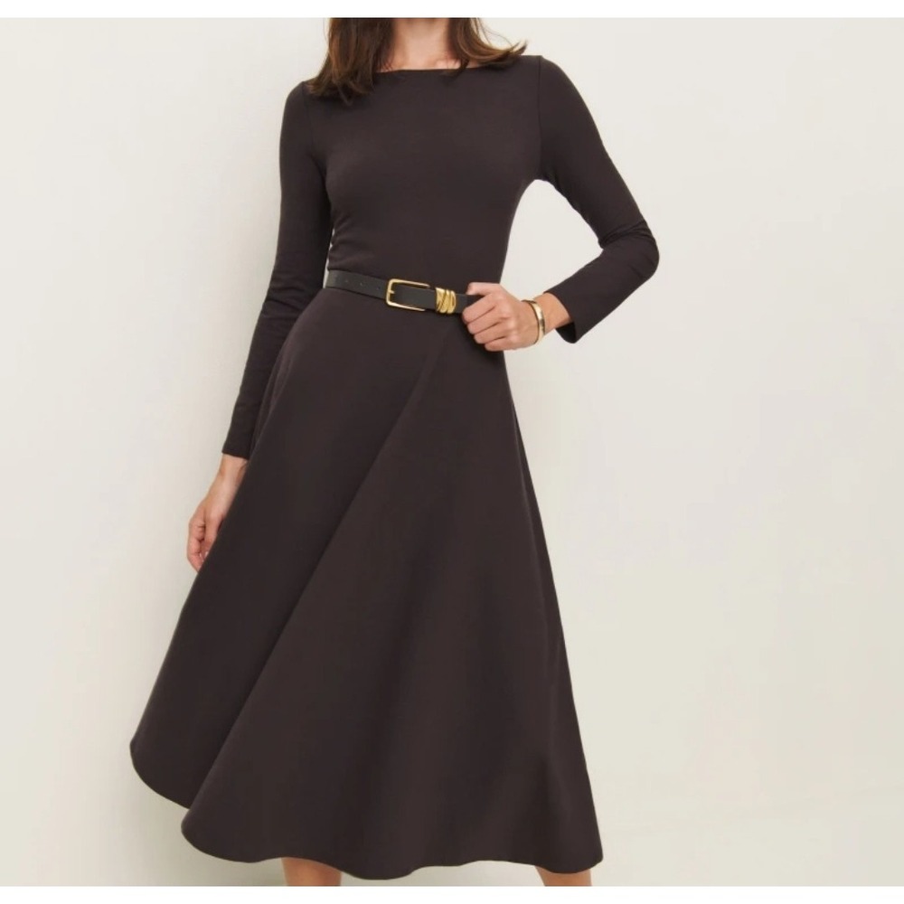 Reformation Wiley Dress NWT Chocolate Brown Espresso Organic Cotton Knit Large